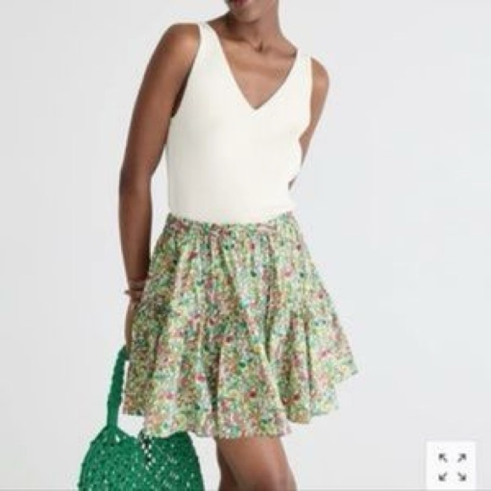 J. Crew Floral Mini Skirt - Green and Pink